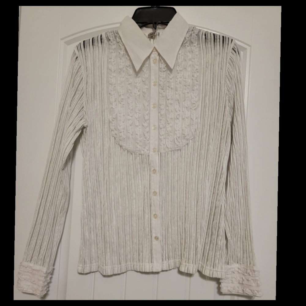 Ravel ruffle pinafore metalic sheer top L - Picture 4 of 9